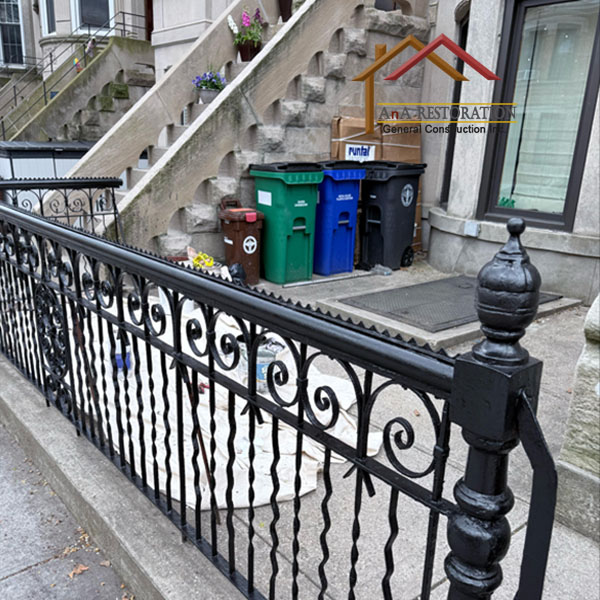 Rusty Metal Fence and Railing scrape and paint in park slope