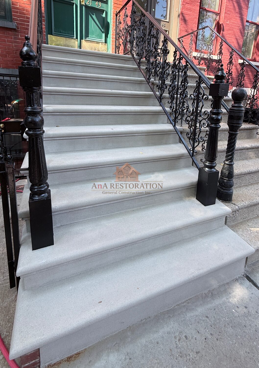 Beautifully restored historic limestone brownstone in Park Slope Brooklyn after complete facade renovation